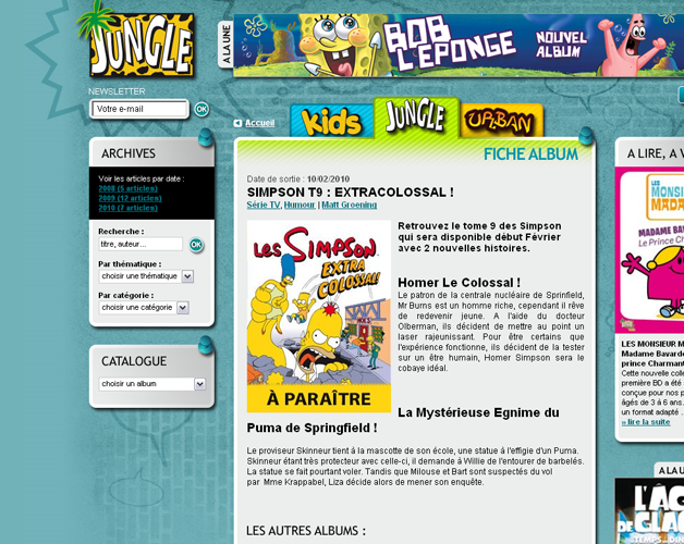 Homepage, rubrique Jungle