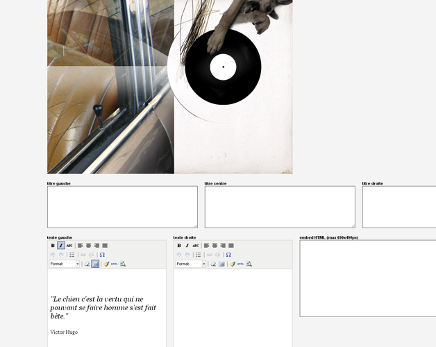 Back-office, édition d'une page